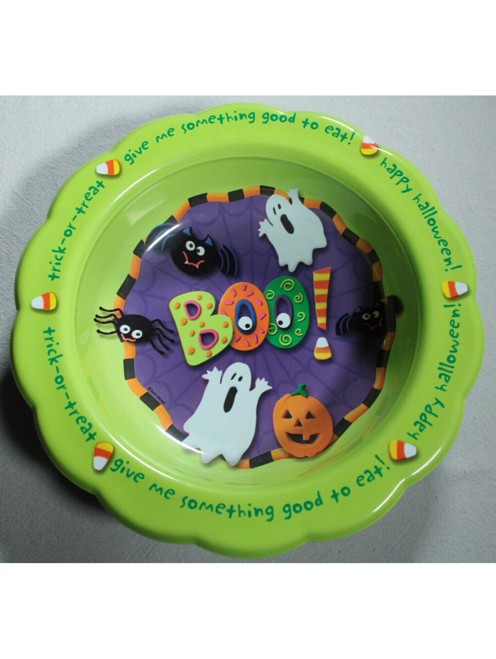 Vintage 00s Halloween Candy Bowl Trick-or-Treat Ghost BOO Beth Balough Plastic